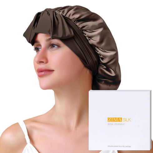 22 Momme Silk Sleep Cap with Ice Silk Band (T)